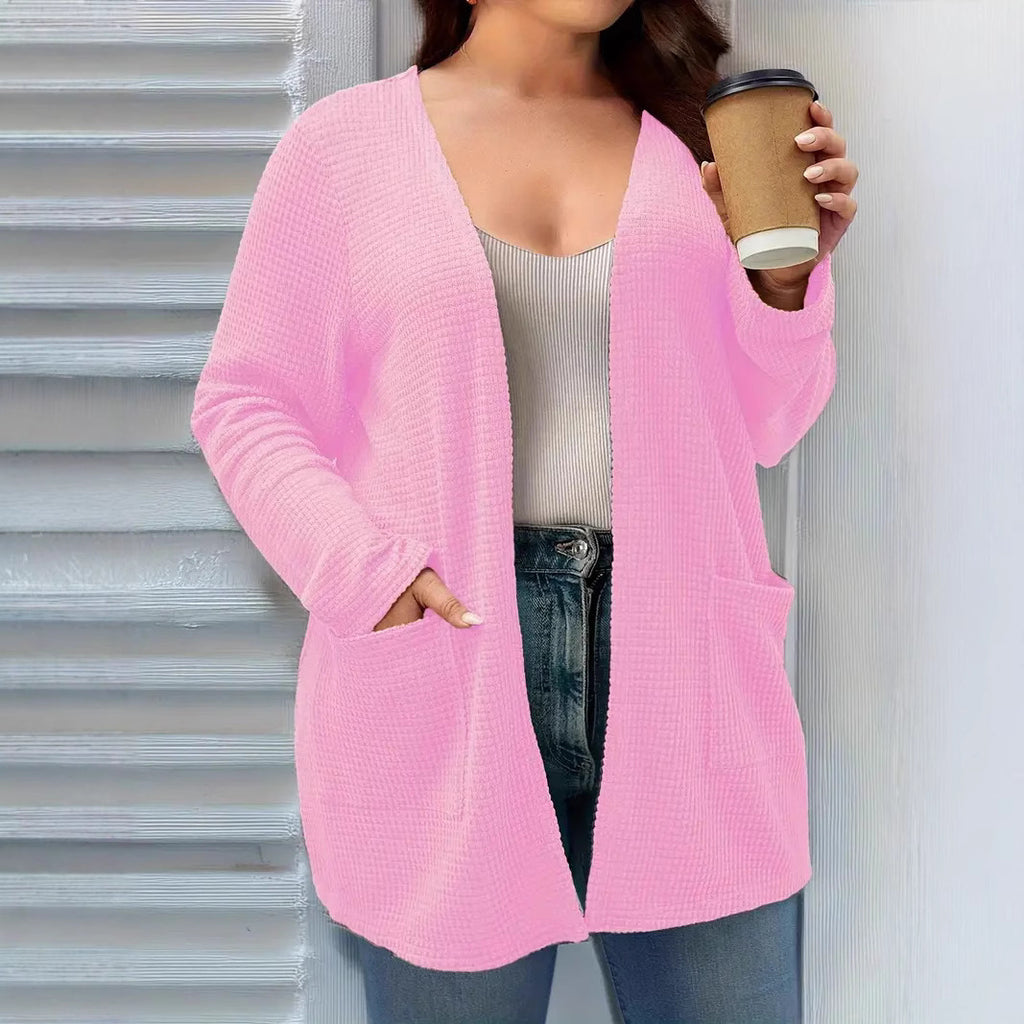 Autumn And Winter New Long Sleeve Pocket Casual Solid Color Cardigan Jacket