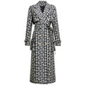 Printed Medium-long Black Trench Coat
