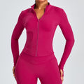 Autumn And Winter Stand Collar Long Sleeve Zipper Cardigan Slimming Sports Workout Clothes Top