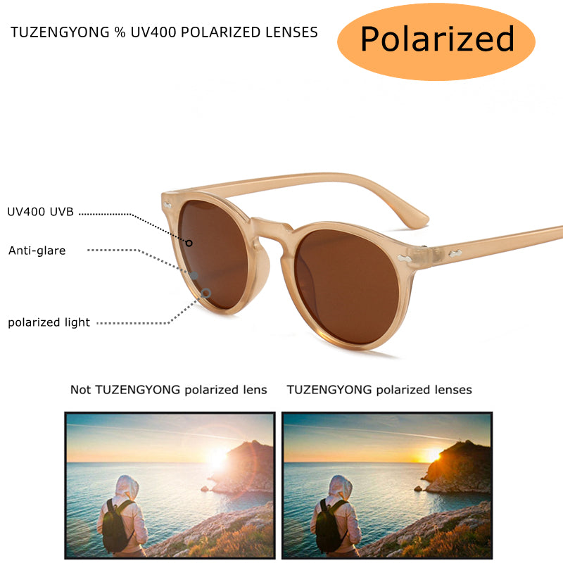 New Polarized Round Fashion Small Frame Rice Nail Sunglasses