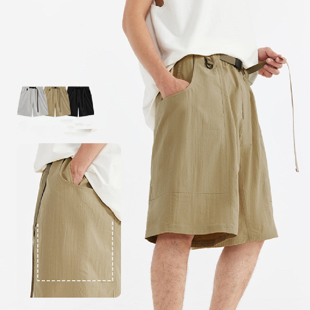 Solid Color Overalls Casual Fifth Pants Men