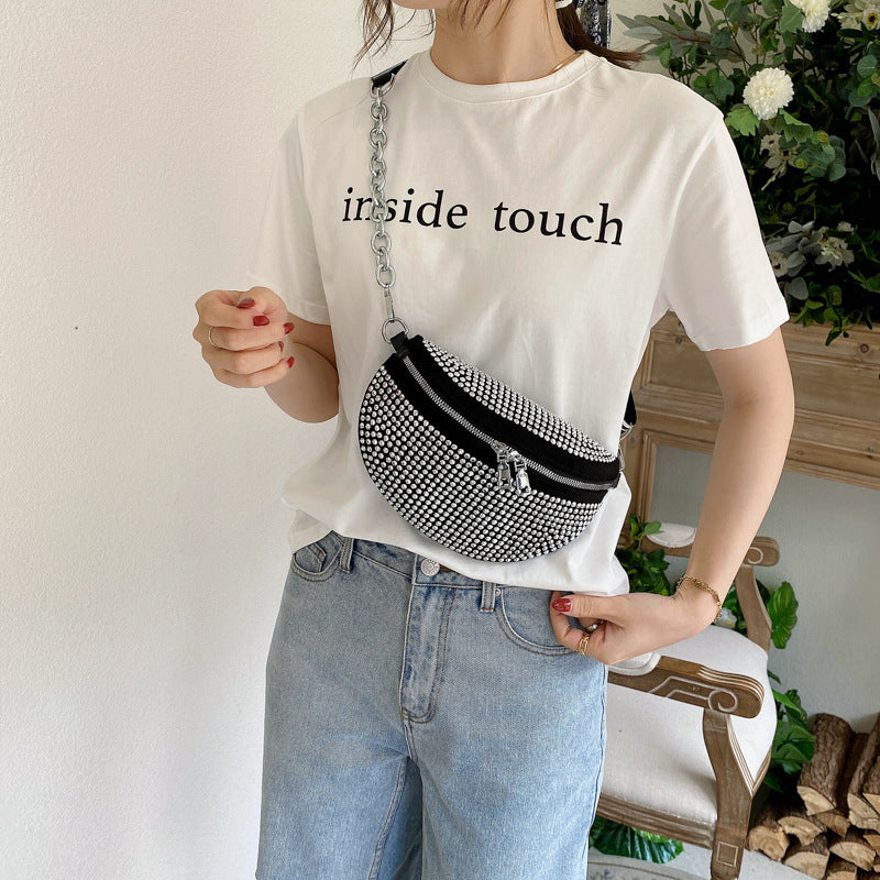 Western Style Rhinestone Crossbody Chest Bag