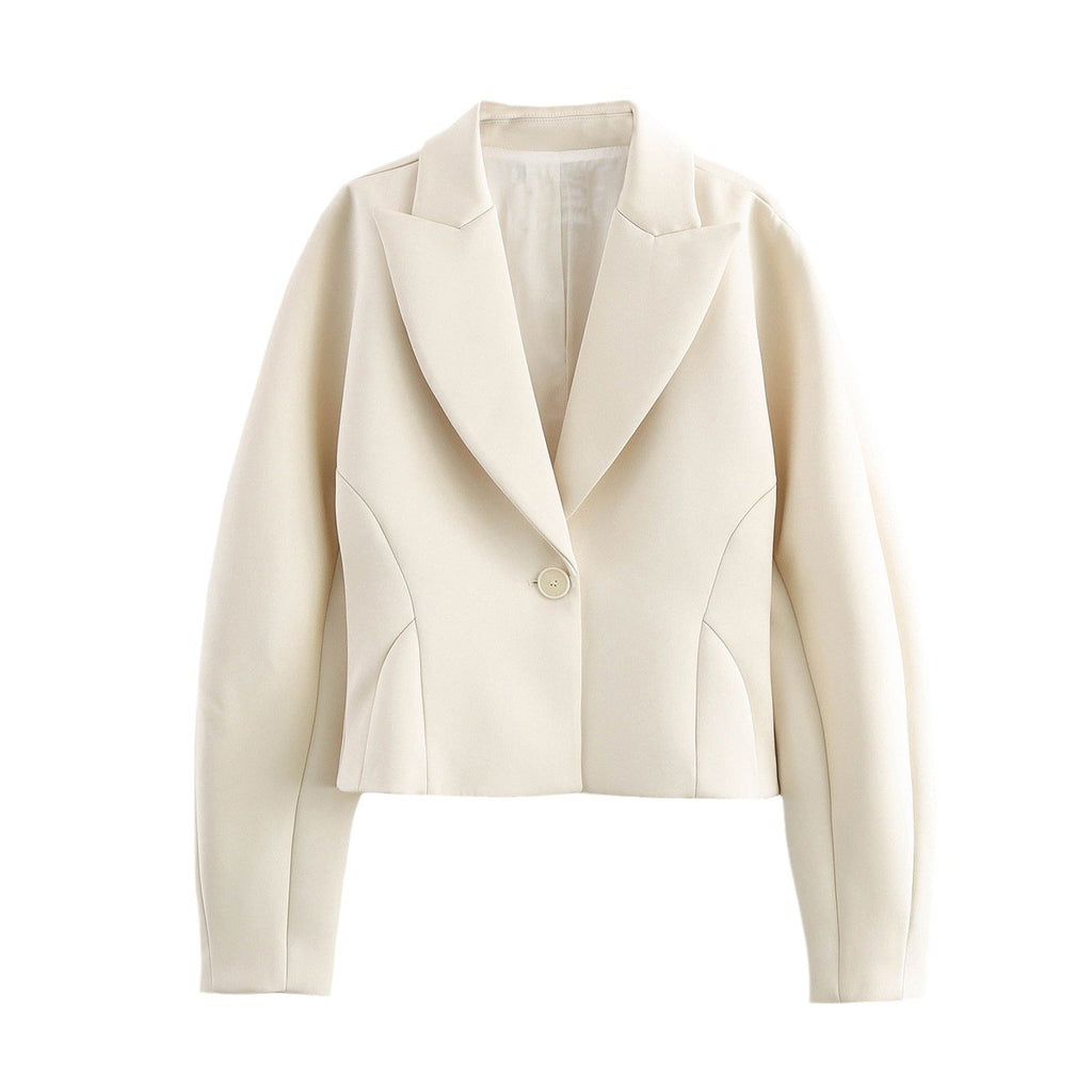 Fashionable One-button Silk Satin Texture Short Waist-tight Suit Jacket
