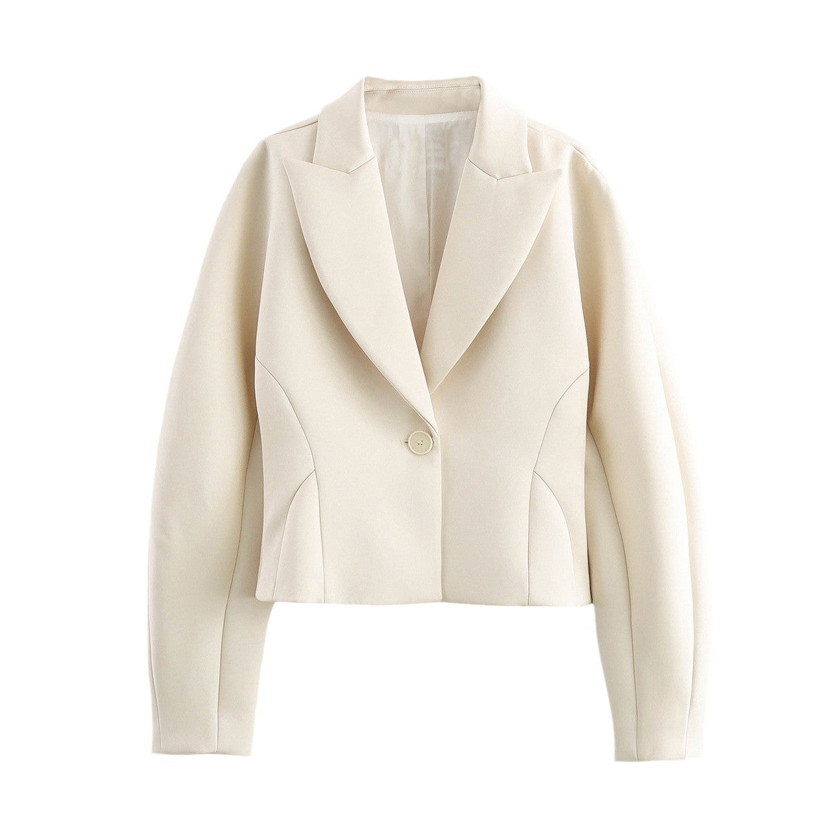 Fashionable One-button Silk Satin Texture Short Waist-tight Suit Jacket