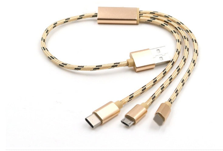 Three-in-one Data Cable USB Cable Short TYPE-C Mobile Phone Universal Three-in-one Charge Cable