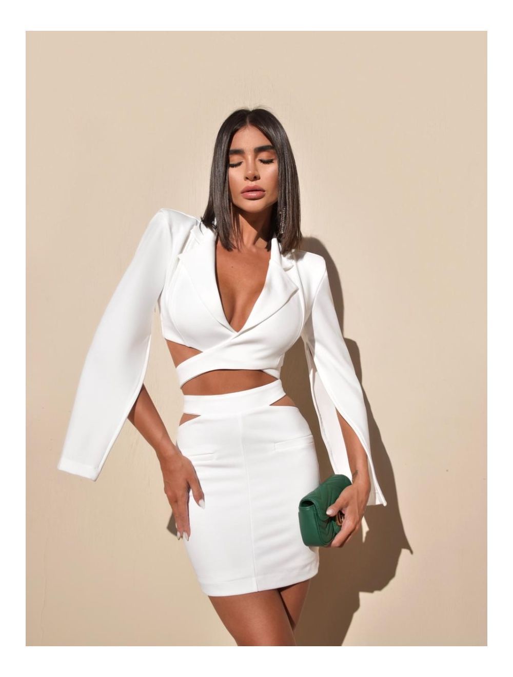 Long Sleeve V-neck Small Suit Short Skirt Suit Skirt
