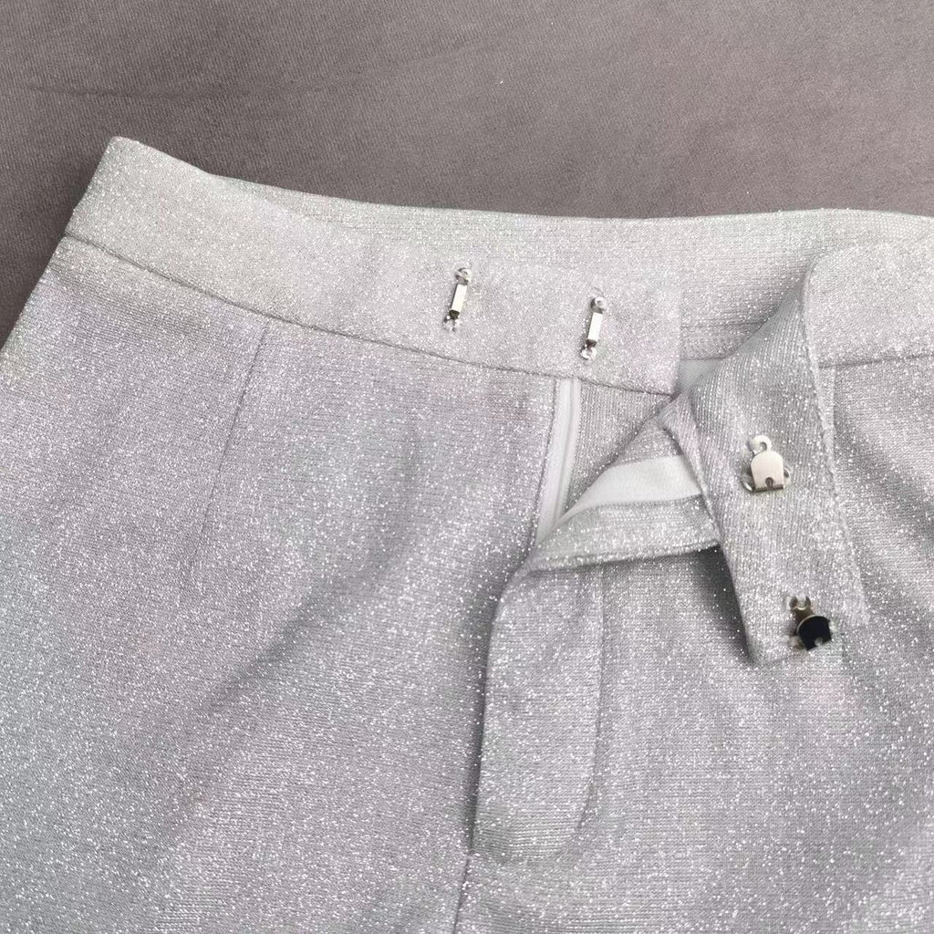 Glitter Suit Jacket Underwear Straight Leg Pants Suit
