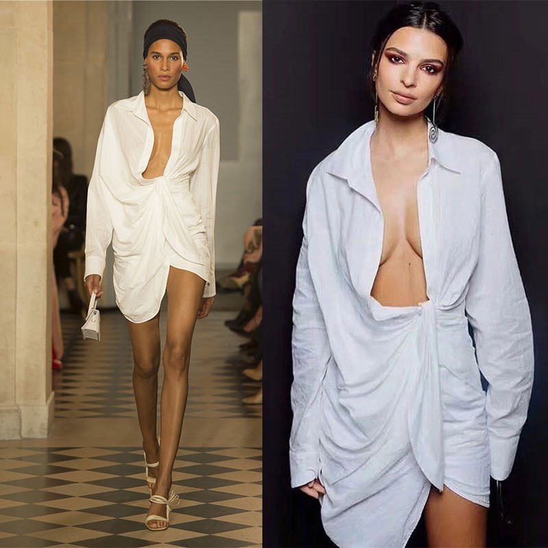 Irregular White Shirt Temperament Dress