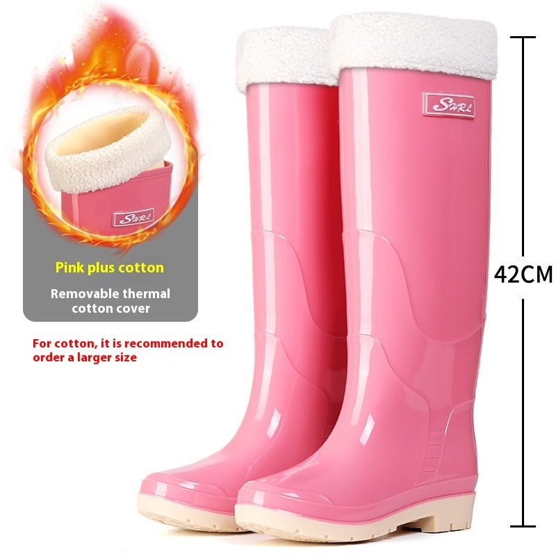 Fleece-lined Warm Length Waterproof Rain Boots