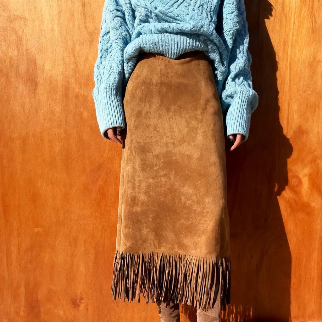 Women's Fashionable Elegant Long Suede Skirt Comfortable Slim Fit