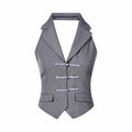 Chinese Style Traditional Halter Spaghetti Straps Vest Slit Skirt Suit