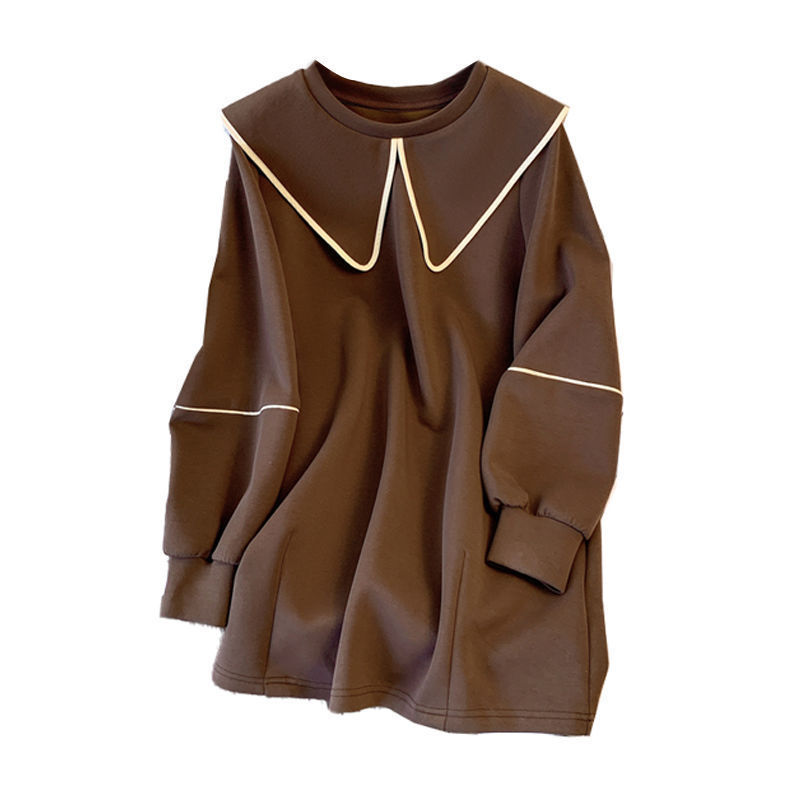 Collar Sweater Women's Casual Loose Slimming Mid-length Fleece Jacket