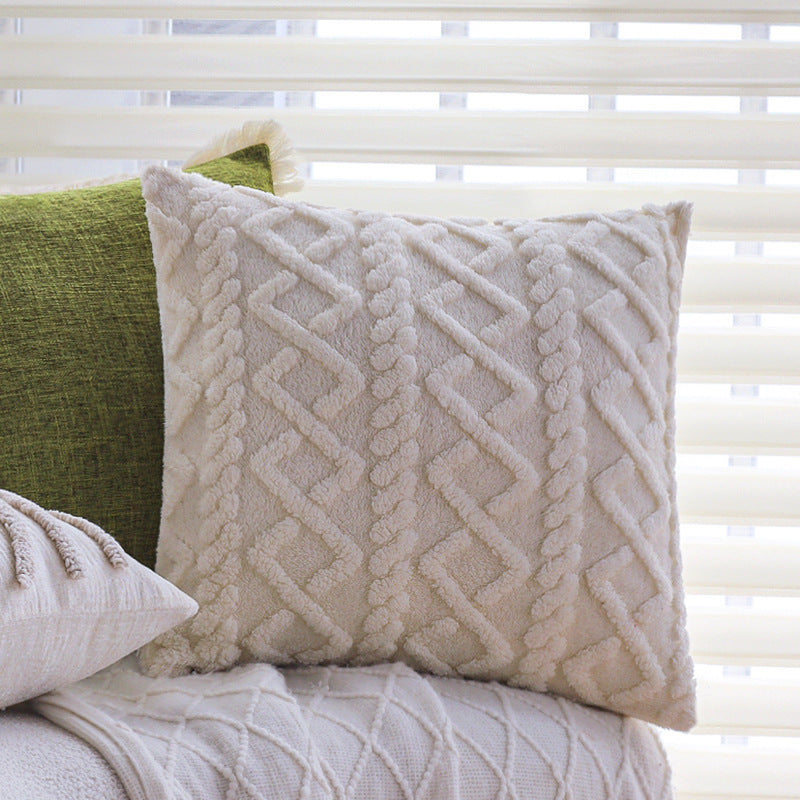 Linen Green Pillow Cover Household Lumbar Support Pillow Pillowcase