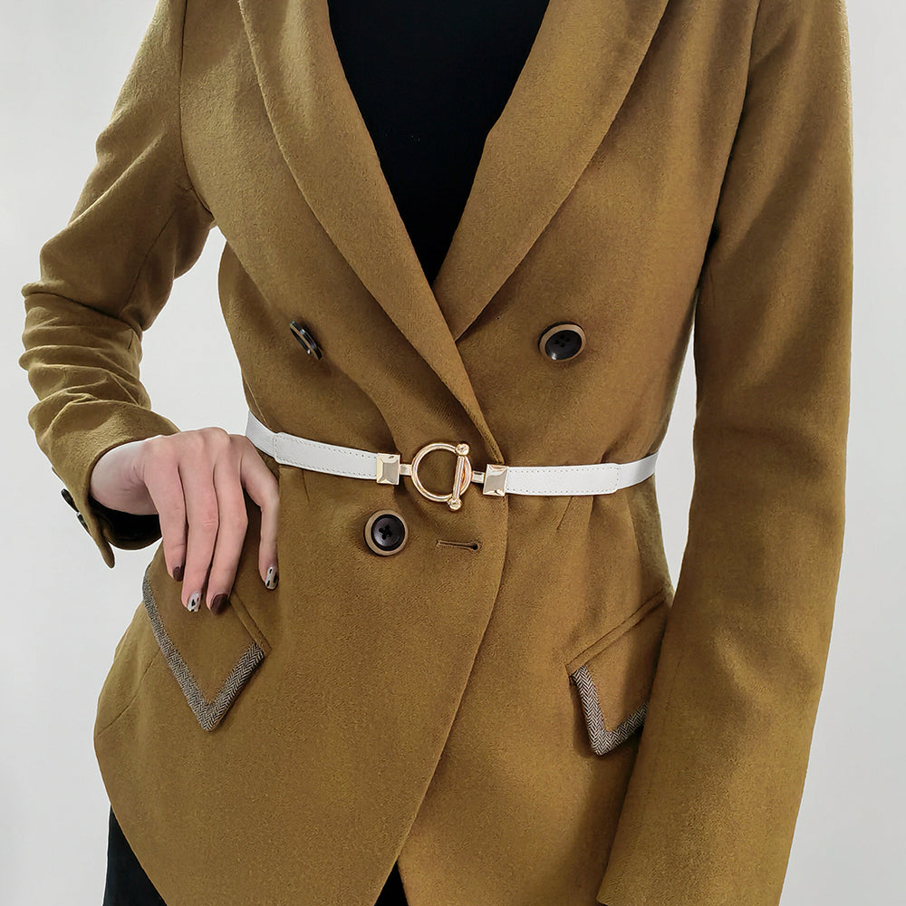 Women's Thin Waistband Elastic Elastic Stretch Metal Buckle With Jacket Blouse Commuter Waist Trim