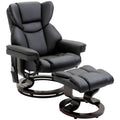 Massage Recliner Chair with Ottoman Footrest, 10 Vibration Points, 360° Swivel Reclining Chair, Faux Leather Living Room Chair with Side Pocket and Remote Control, Black