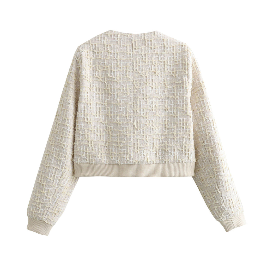 Classic Style Texture Short Bomber Jacket Coat