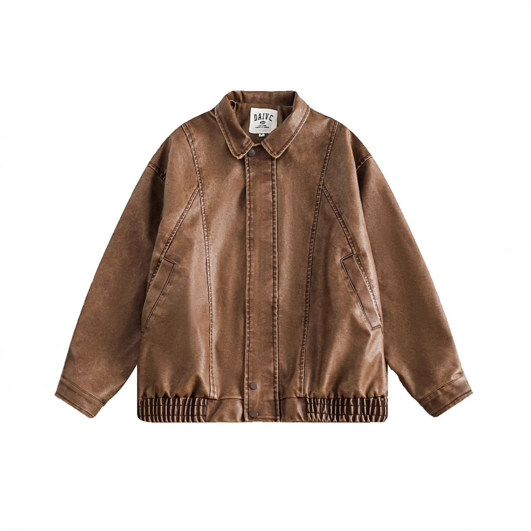 All-match PU Leather Jacket American Retro