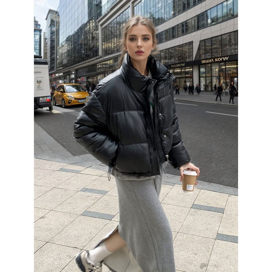 European And American Winter Disposable Leather Cotton-padded Jacket