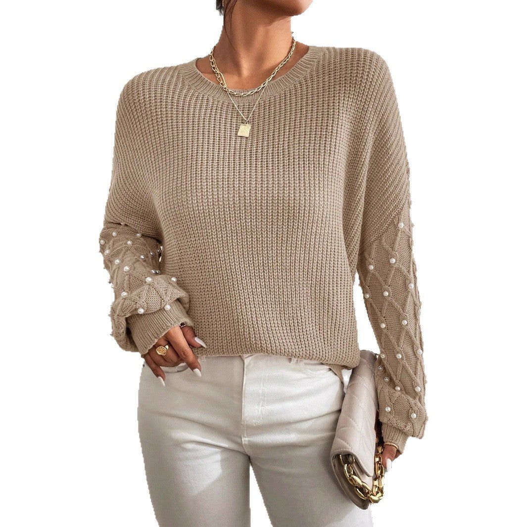 Solid Color Knitted Women's Pullover Loose