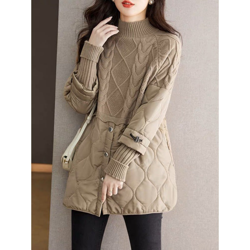 Women's New Winter Cotton-padded Clothes Splicing Knitwear