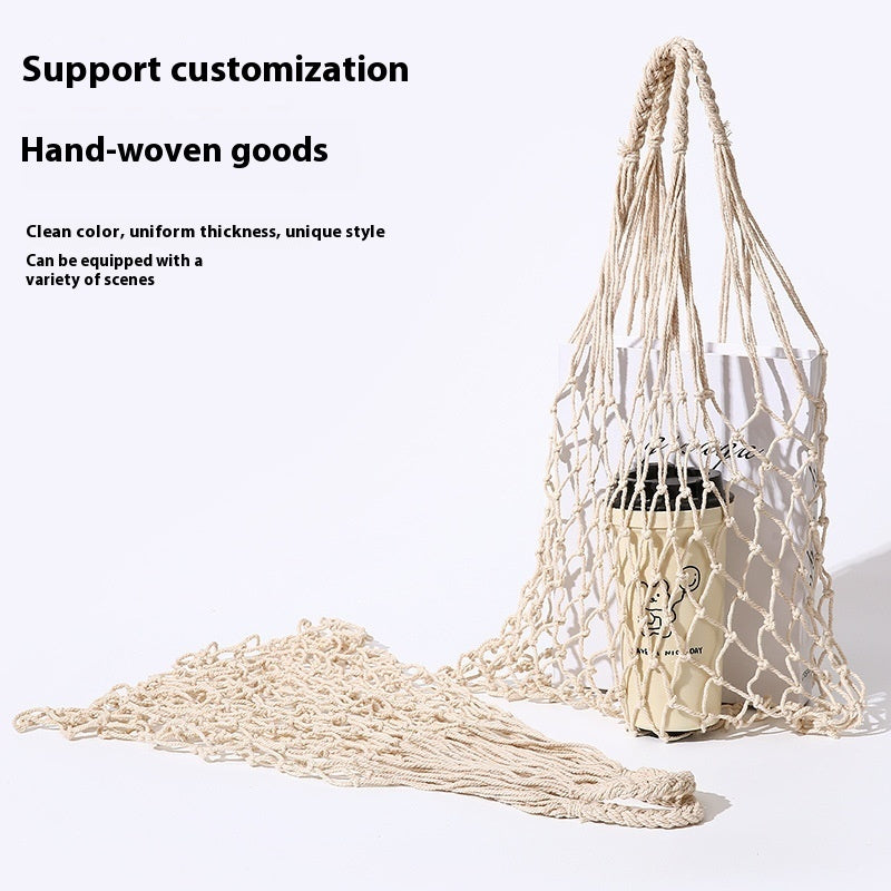Cotton Mesh Bag Shopping Bag Weaving Hollow Handbag