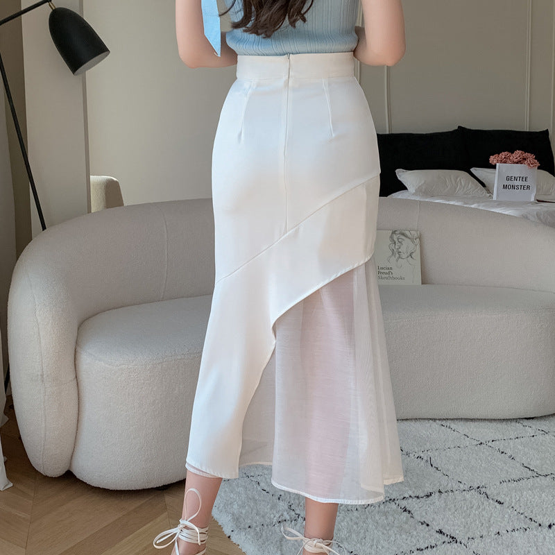 Slightly Transparent Design High Waist Ruffles Skirt