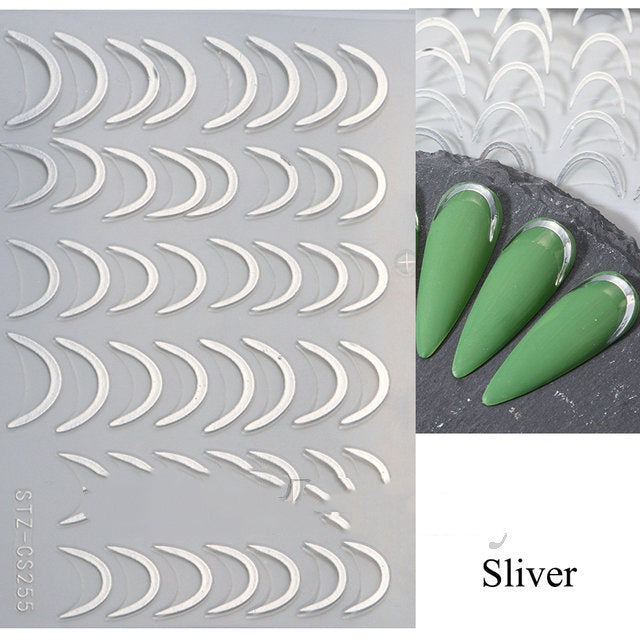 Nail Stickers Ins French Bronzing Lines Metal Scrubs