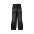 Eye Pocket Mid Waist Casual Denim Trousers