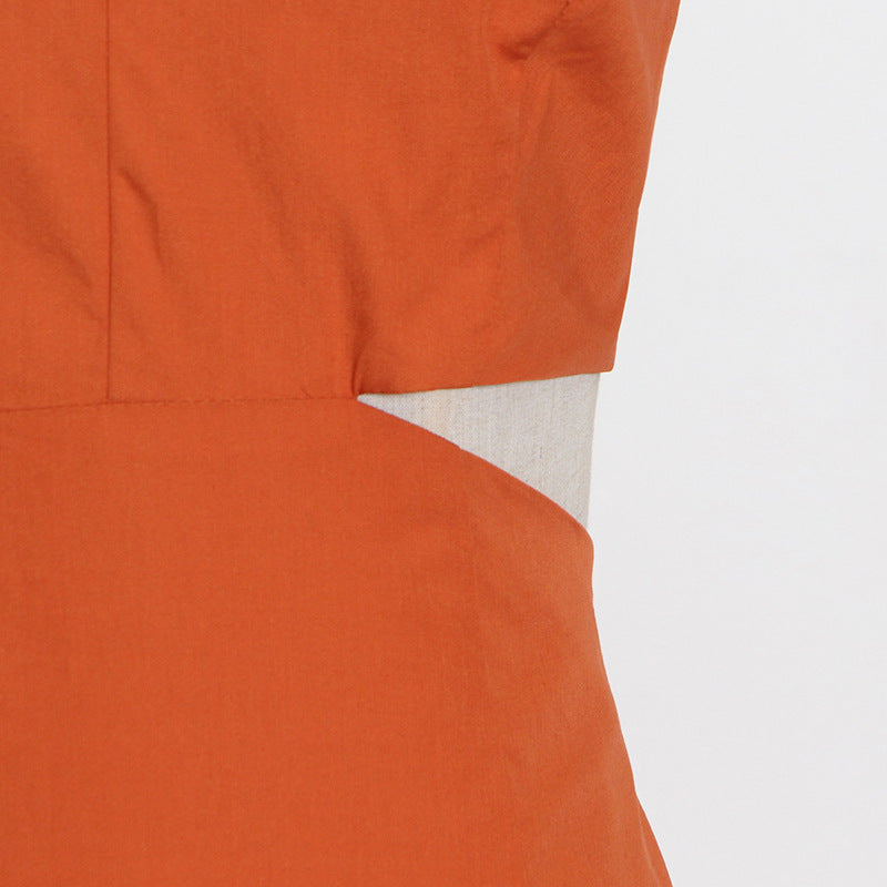 Temperament Celebrity Short Skirt V-neck Sleeveless Solid Color Dress