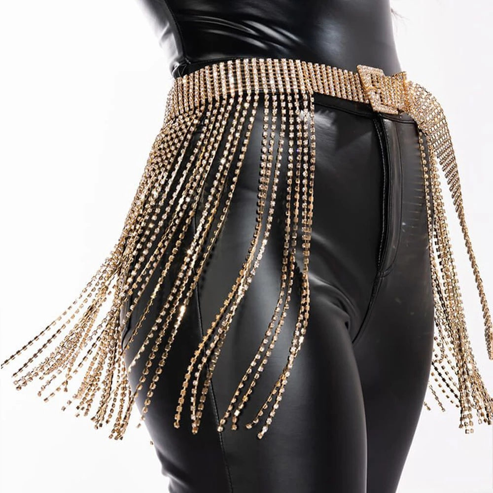High Grade Belt Buckle With Diamond Fringe Skirt