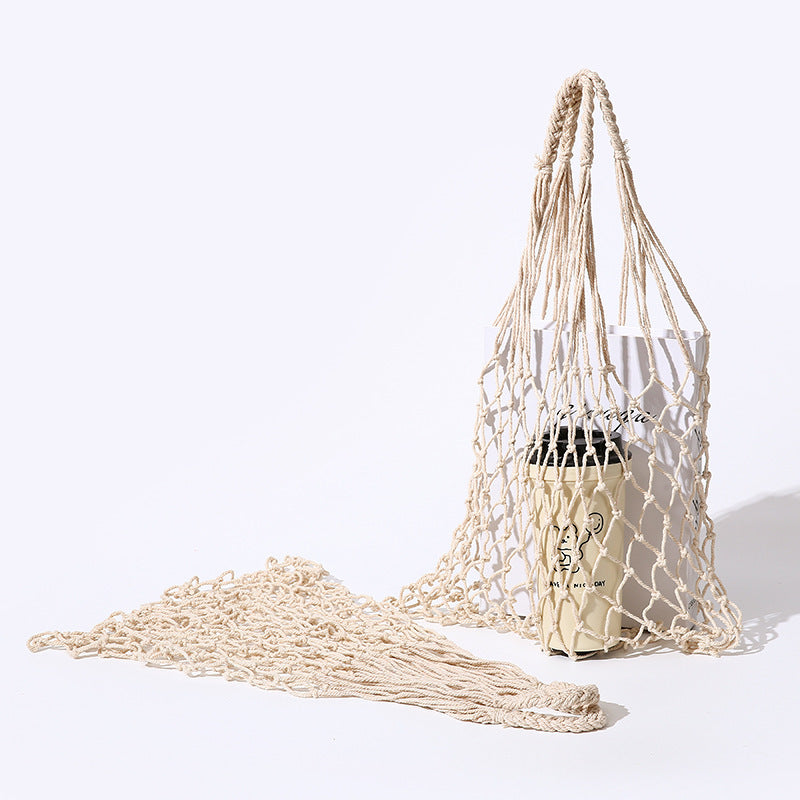 Cotton Mesh Bag Shopping Bag Weaving Hollow Handbag