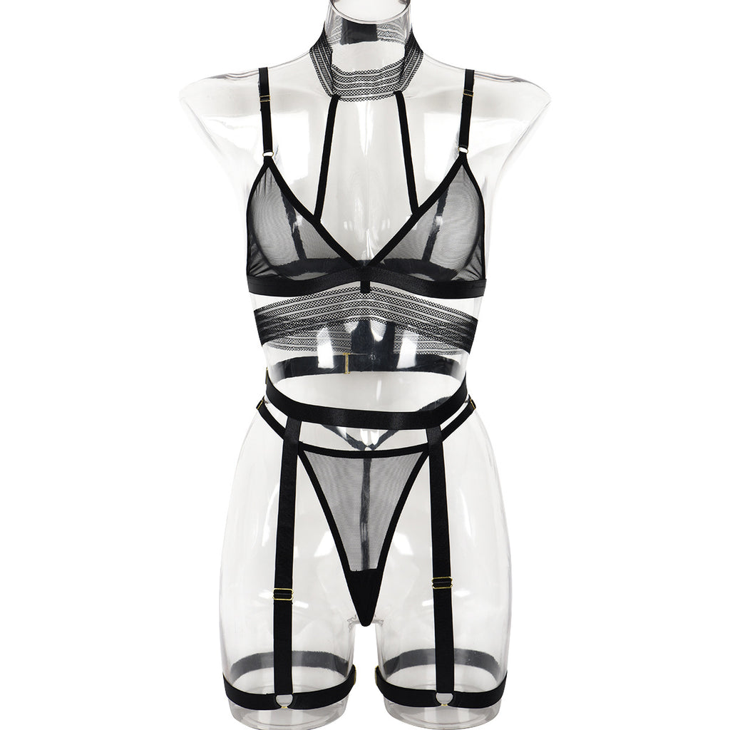 Women's Fashionable See-through Comfortable Halter Three-piece Set