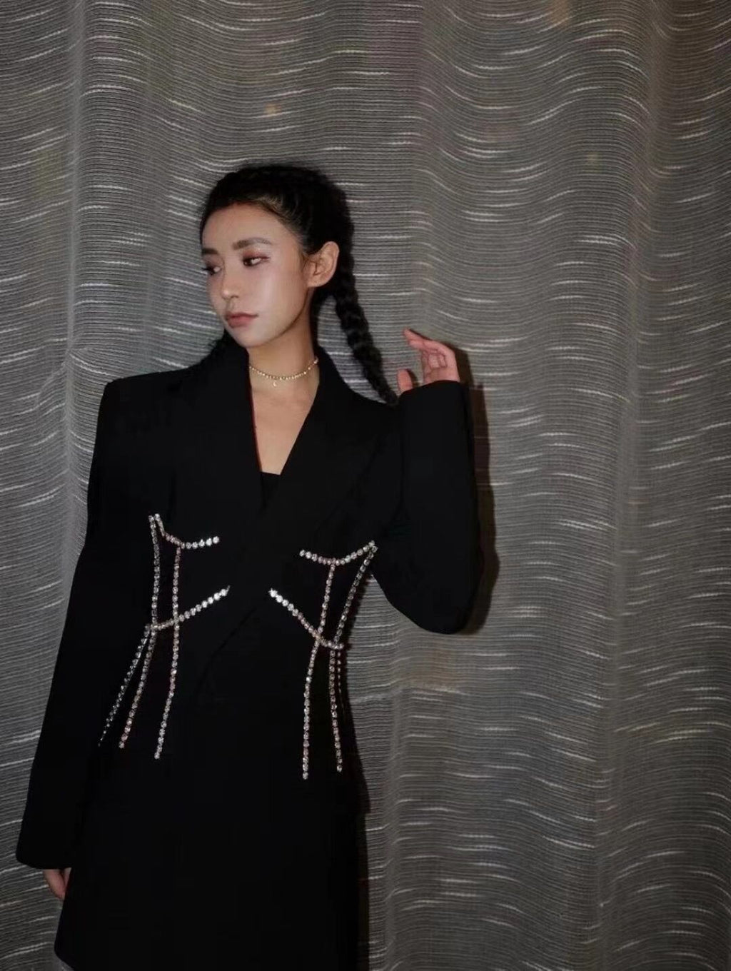 Autumn New Niche Design Heavy Industry Nail Drill Waist Profile Suit