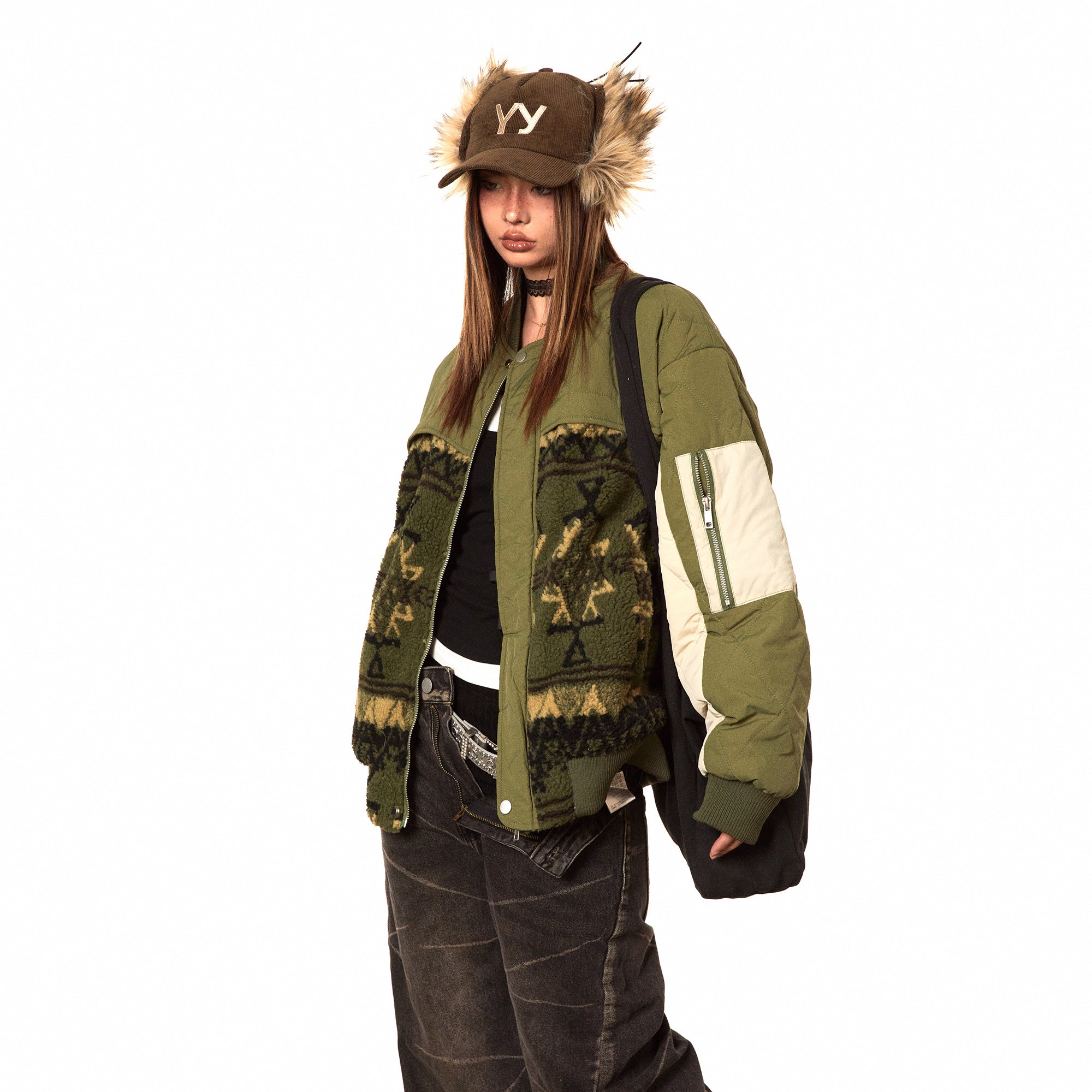 Color Contrast Patchwork Cotton-padded Warm Jacket