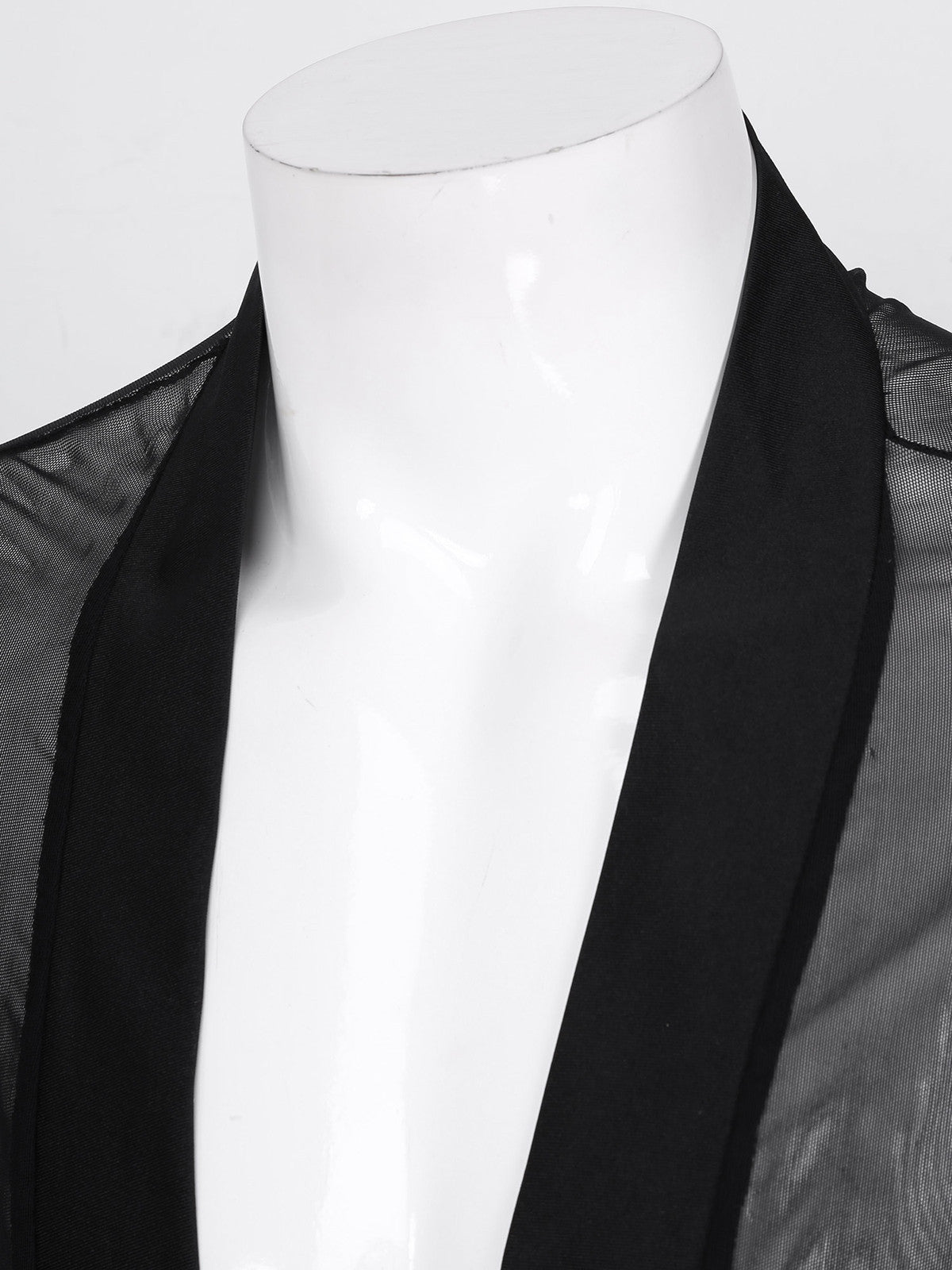 Men's Long Shirt Transparent Cape Slit Cardigan
