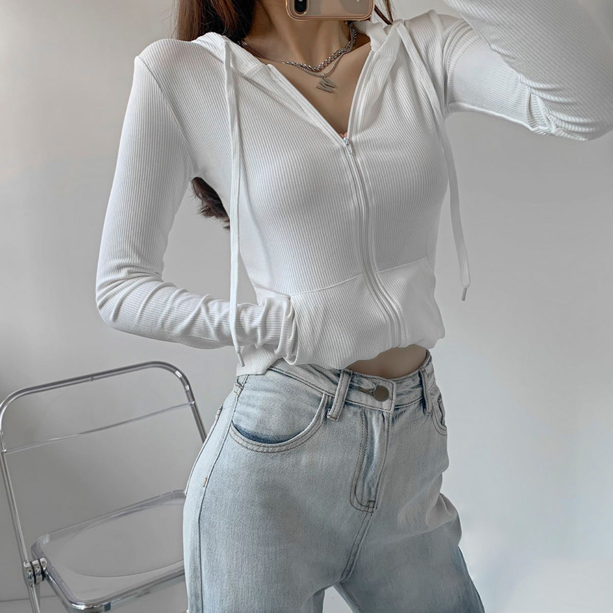 Women's Summer Slim-fit Hood Cardigan Thin Sports Jacket Yoga Clothing Top