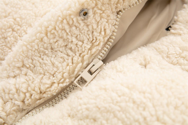 New Fashion Casual Stand Collar Long Sleeve Brushed Warm Cotton Suit Women