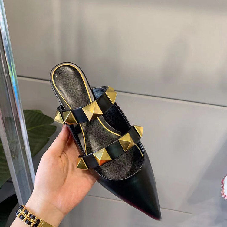 V-home.com Red Packet Head Half Support Willow Nail Sandals Women''s New Fashion