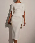 Medium Length Slit Sleeve Elegant Dress