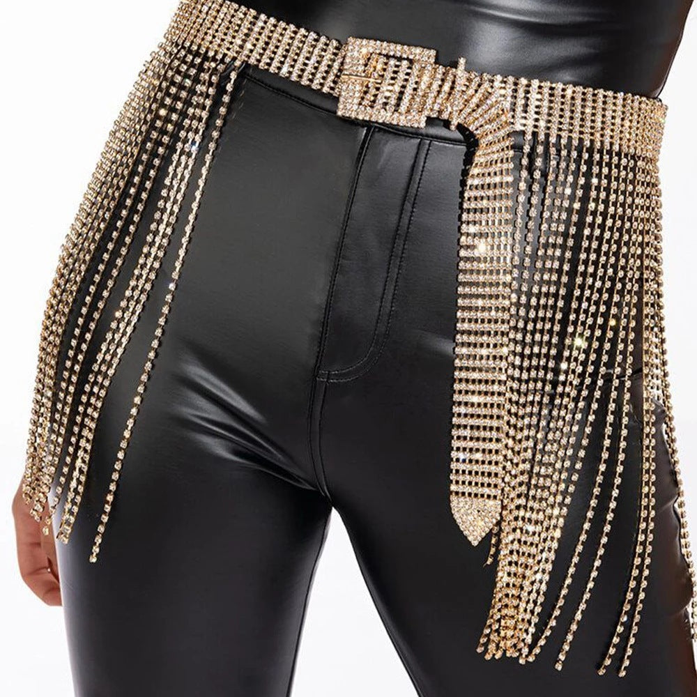 High Grade Belt Buckle With Diamond Fringe Skirt