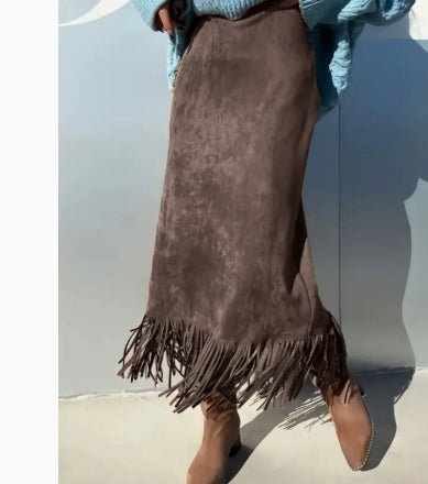 Women's Fashionable Elegant Long Suede Skirt Comfortable Slim Fit