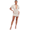 Deep V-neck Dress Temperament Lapel Shirt Skirt