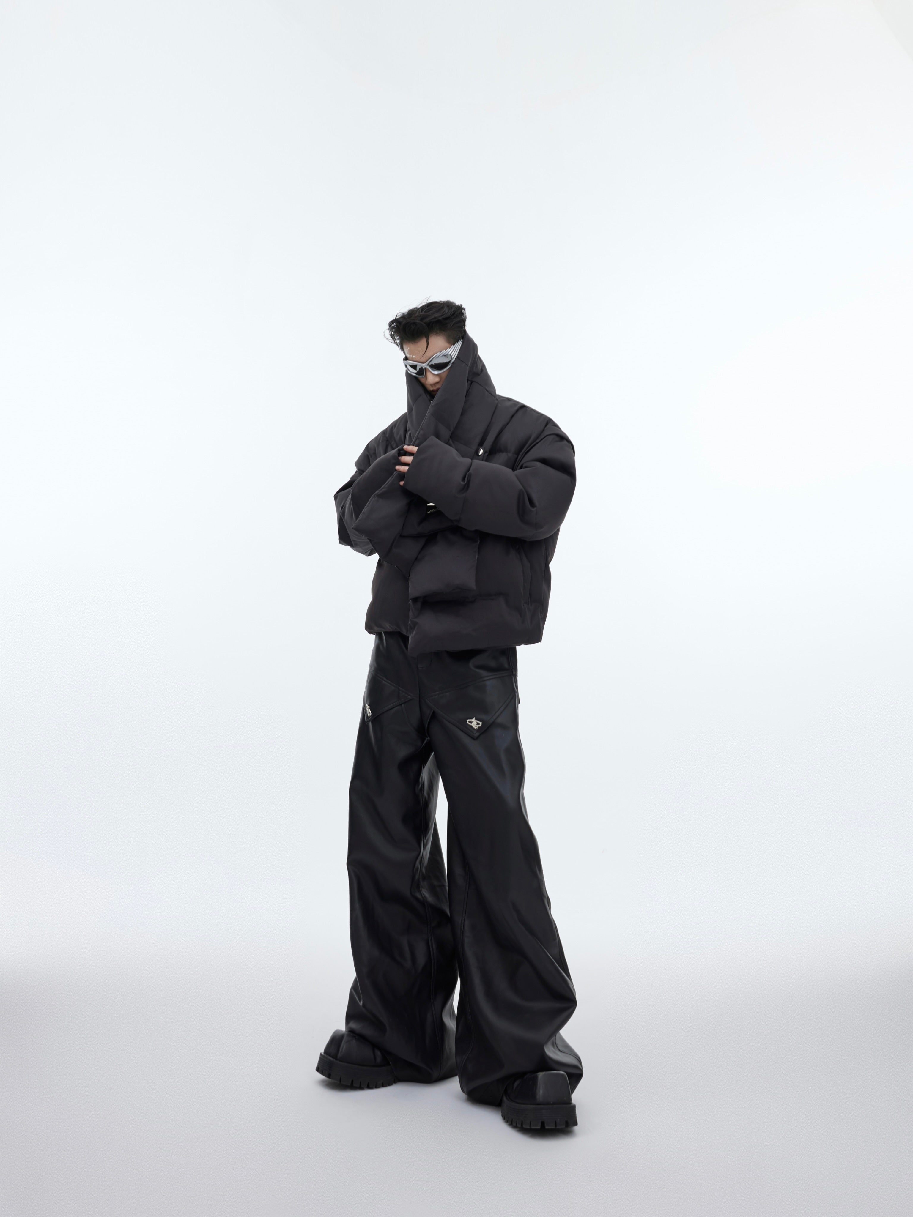 90 White Duck Down Stand-up Collar Down Jacket Scarf Design Short Thickened Coat