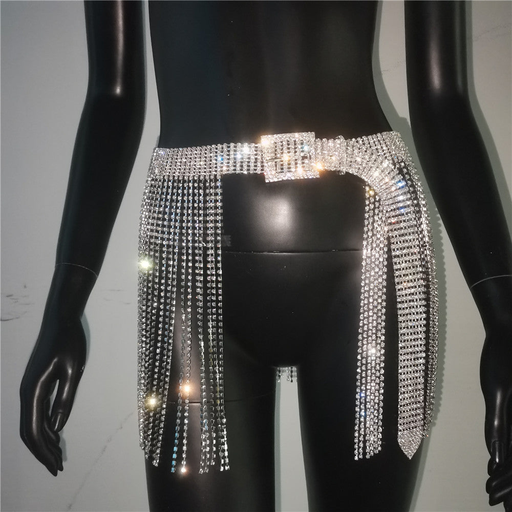 High Grade Belt Buckle With Diamond Fringe Skirt
