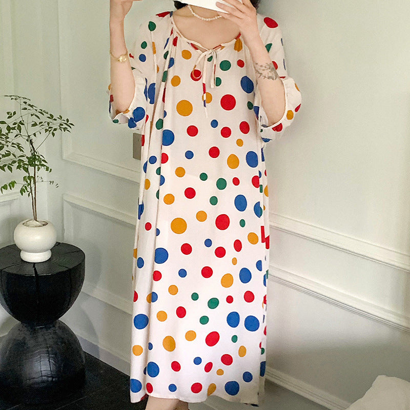 Women's Printed Cotton Nightdress Striped Plus Size Pajamas