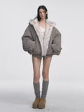 Gray Double-sided Dyed Pointed Fur Vintage Cotton-padded Jacket Coat