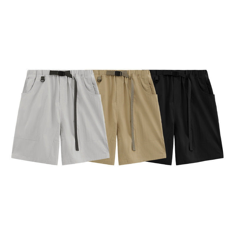 Solid Color Overalls Casual Fifth Pants Men