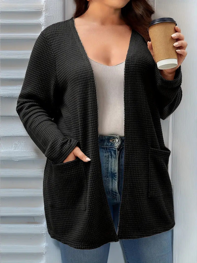 Autumn And Winter New Long Sleeve Pocket Casual Solid Color Cardigan Jacket