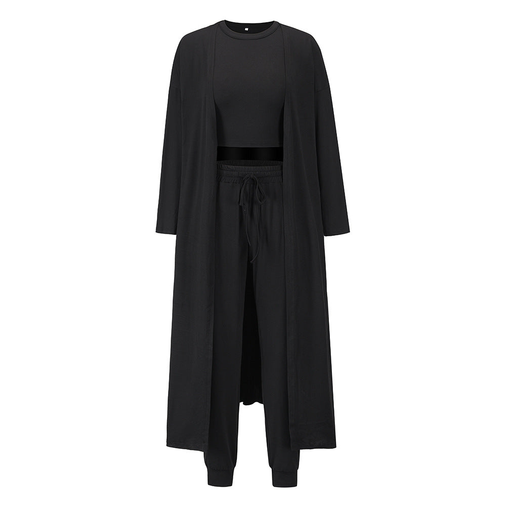 Women's Fashion Knitted Slim Undershirt Pants Sports Suit