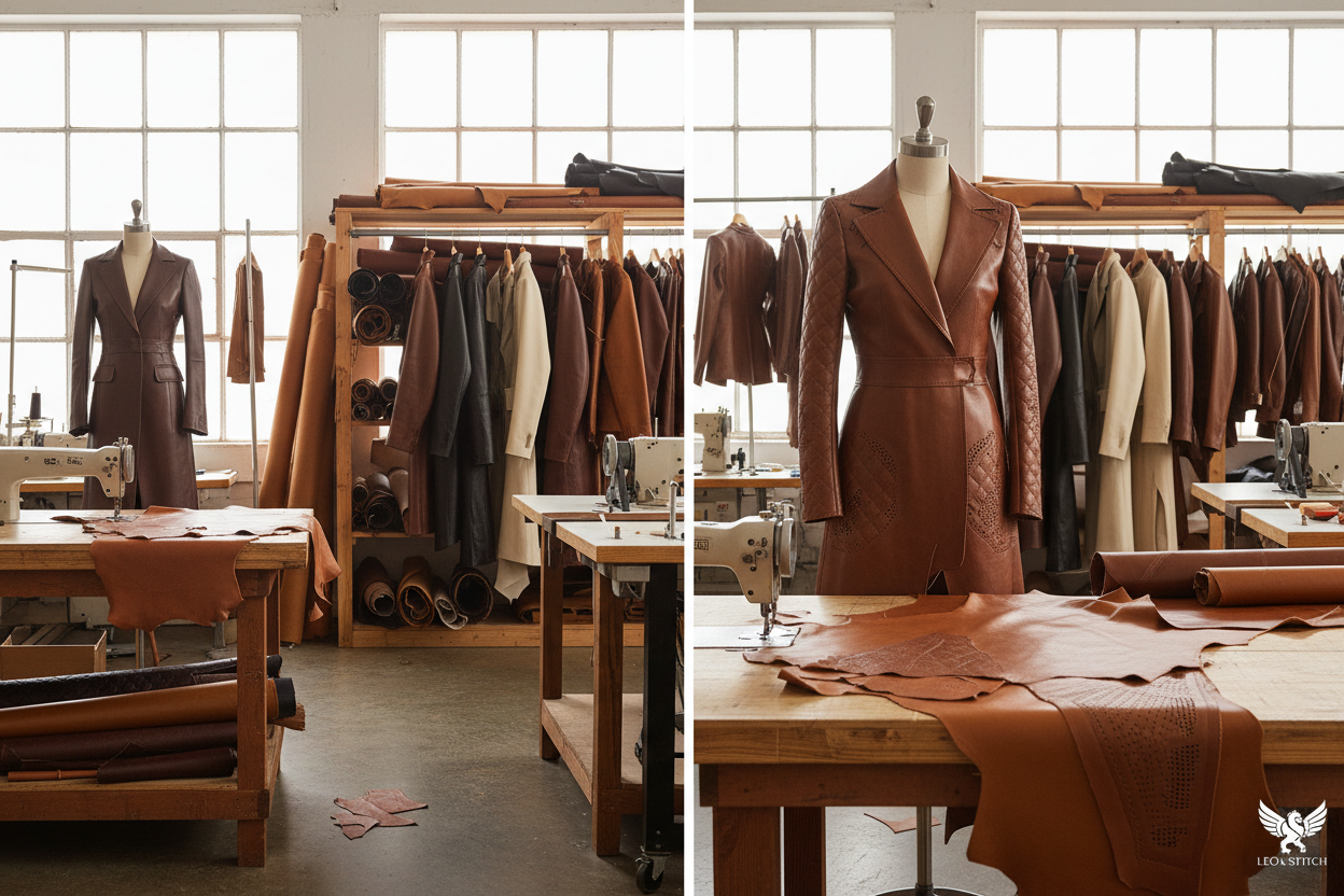 wir machen Bekleidung aus Leather Fabrik